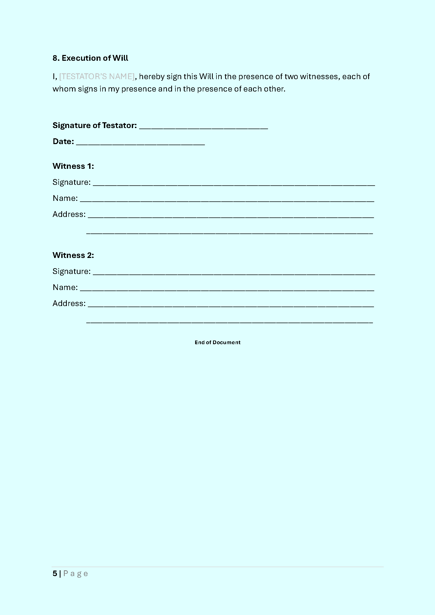 Will templates and sample wills fiw online